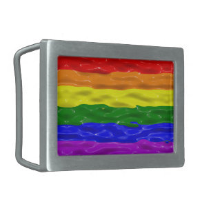 SlipperyJoe's liquid gloss pride flag red orange y Belt Buckle