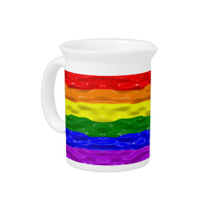 SlipperyJoe's liquid gloss pride flag red orange y Beverage Pitcher