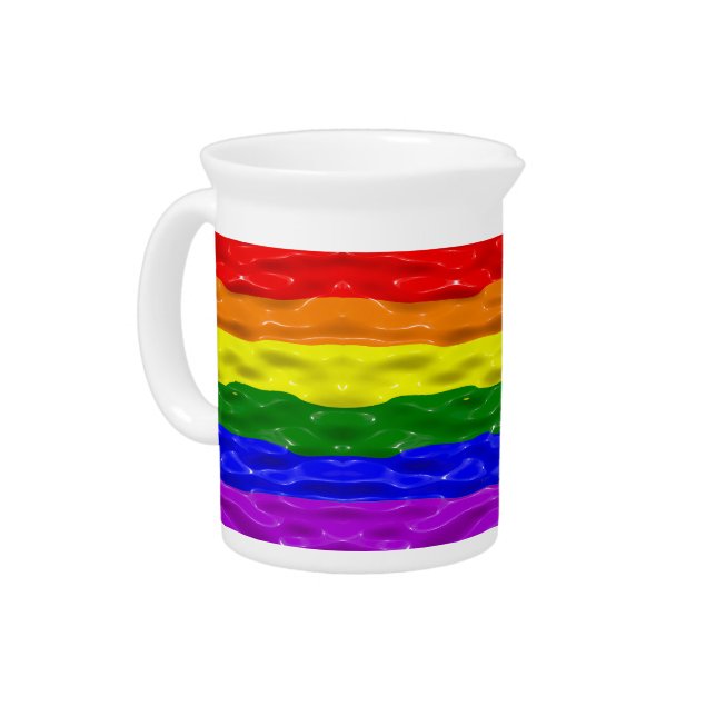 SlipperyJoe's liquid gloss pride flag red orange y Beverage Pitcher (Left)