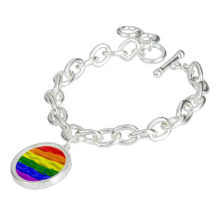 SlipperyJoe's liquid gloss pride flag red orange y Bracelet