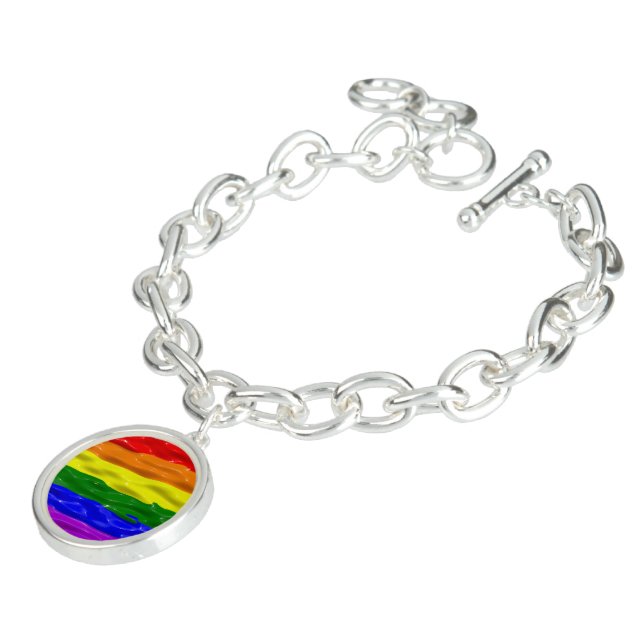 SlipperyJoe's liquid gloss pride flag red orange y Bracelet (Side)