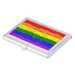 SlipperyJoe's liquid gloss pride flag red orange y Business Card Case