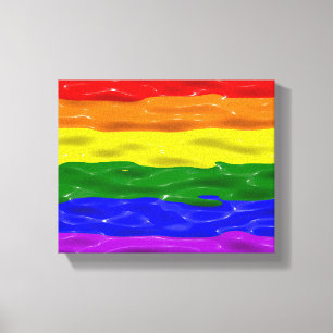 SlipperyJoe's liquid gloss pride flag red orange y Canvas Print