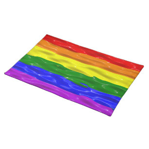 SlipperyJoe's liquid gloss pride flag red orange y Cloth Placemat