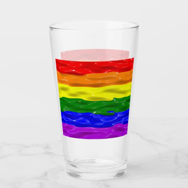 SlipperyJoe's liquid gloss pride flag red orange y Glass (Front)