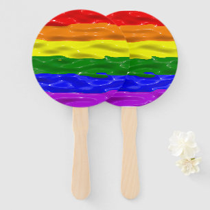 SlipperyJoe's liquid gloss pride flag red orange y Hand Fan