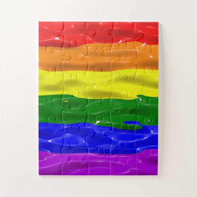 SlipperyJoe's liquid gloss pride flag red orange y Jigsaw Puzzle (Vertical)