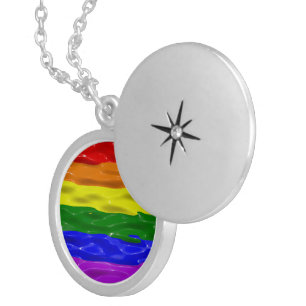 SlipperyJoe's liquid gloss pride flag red orange y Locket Necklace