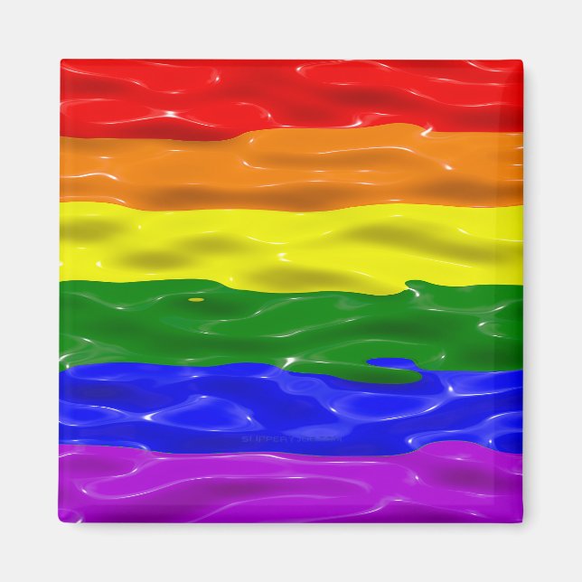 SlipperyJoe's liquid gloss pride flag red orange y Magnet (Front)