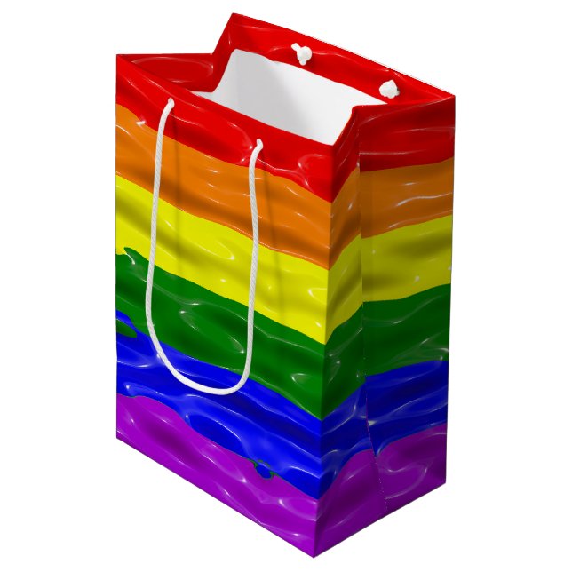 SlipperyJoe's liquid gloss pride flag red orange y Medium Gift Bag (Front Angled)