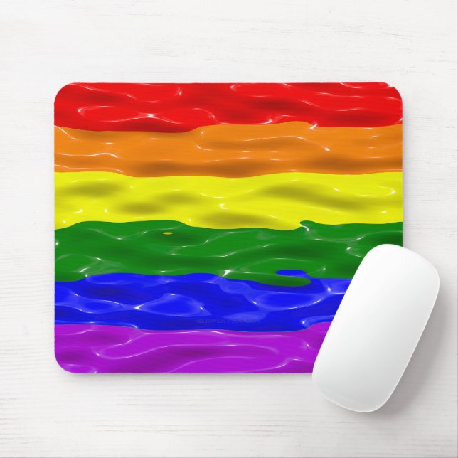 SlipperyJoe's liquid gloss pride flag red orange y Mouse Pad (With Mouse)