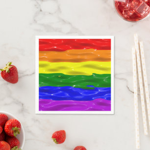 SlipperyJoe's liquid gloss pride flag red orange y Napkins