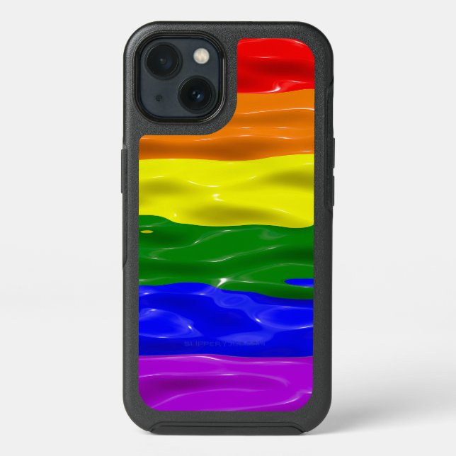 SlipperyJoe's liquid gloss pride flag red orange y Otterbox iPhone Case (Back)