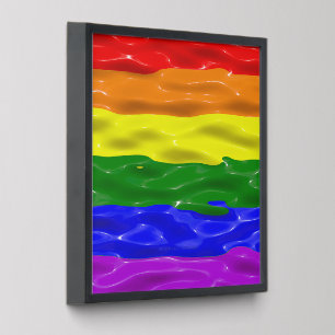 SlipperyJoe's liquid gloss pride flag red orange y Peel And Stick Photo Tile