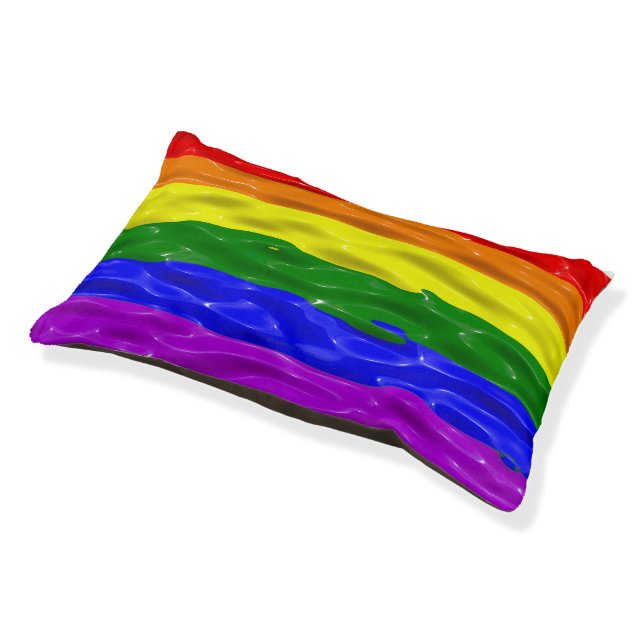 SlipperyJoe's liquid gloss pride flag red orange y Pet Bed (Angled)