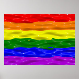 SlipperyJoe's liquid gloss pride flag red orange y Poster