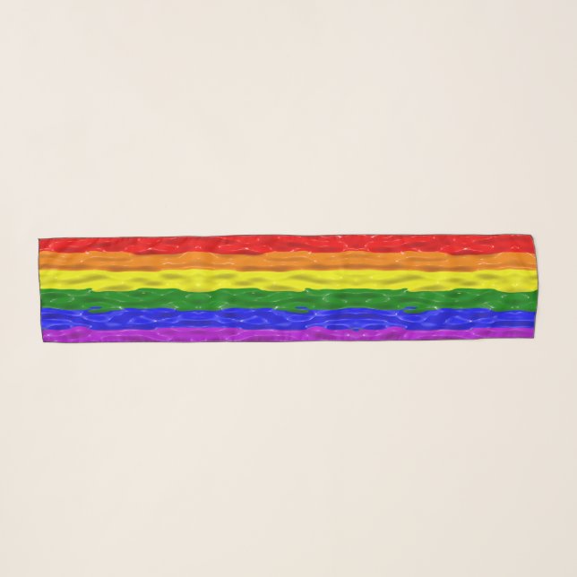 SlipperyJoe's liquid gloss pride flag red orange y Scarf (Front (Horizontal))