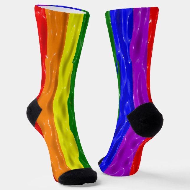 SlipperyJoe's liquid gloss pride flag red orange y Socks (Angled)