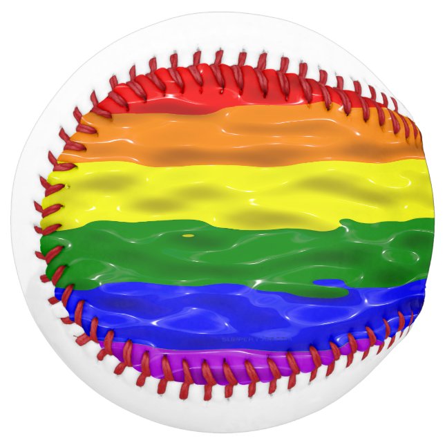 SlipperyJoe's liquid gloss pride flag red orange y Softball (Front Left)