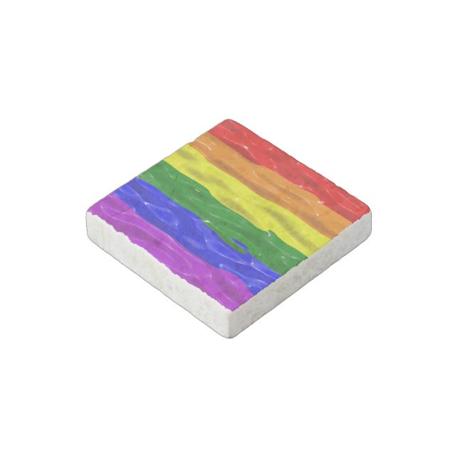 SlipperyJoe's liquid gloss pride flag red orange y Stone Magnet (Angled)