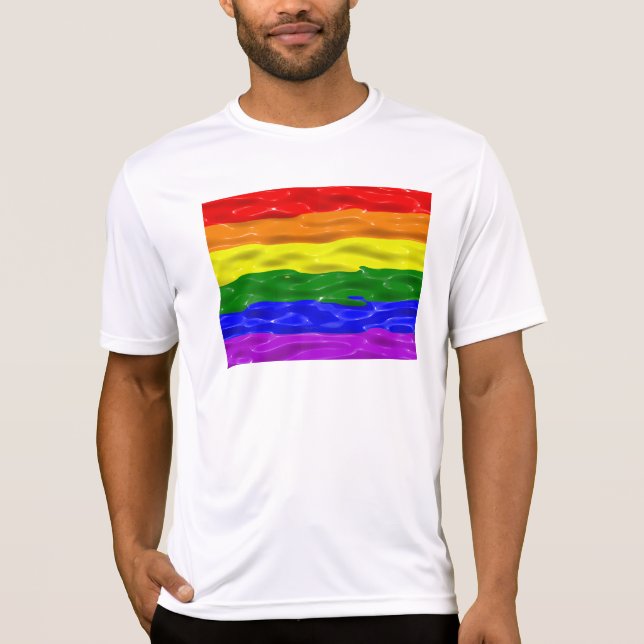 SlipperyJoe's liquid gloss pride flag red orange y T-Shirt (Front)