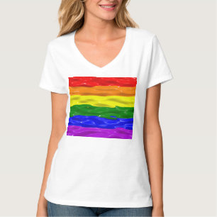 SlipperyJoe's liquid gloss pride flag red orange y T-Shirt