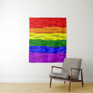 SlipperyJoe's liquid gloss pride flag red orange y Tapestry