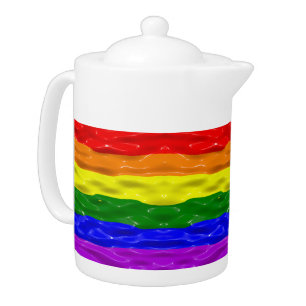 SlipperyJoe's liquid gloss pride flag red orange y Teapot
