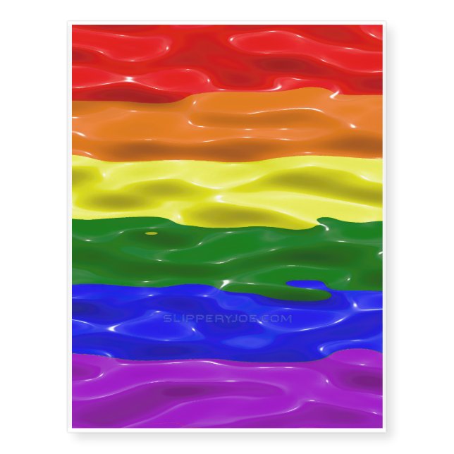 SlipperyJoe's liquid gloss pride flag red orange y Temporary Tattoos (Front)