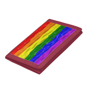 SlipperyJoe's liquid gloss pride flag red orange y Trifold Wallet