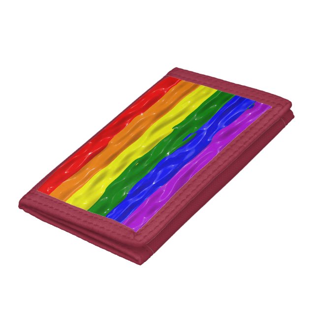 SlipperyJoe's liquid gloss pride flag red orange y Trifold Wallet (Bottom)