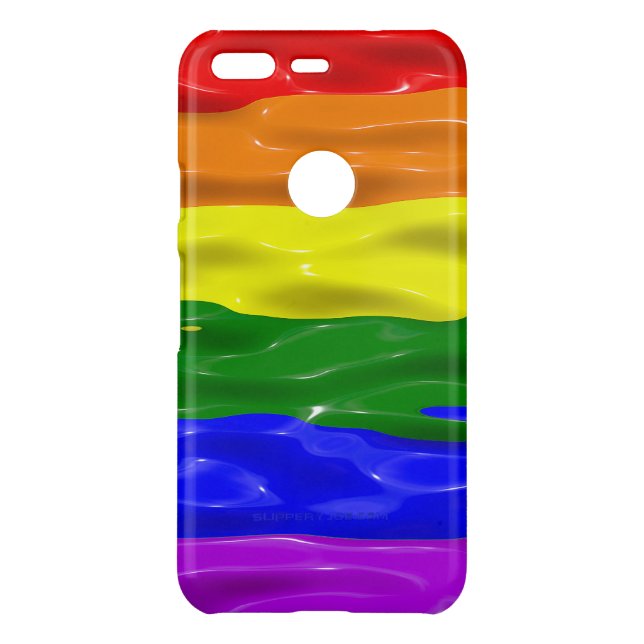SlipperyJoe's liquid gloss pride flag red orange y Uncommon Google Pixel Case (Back)