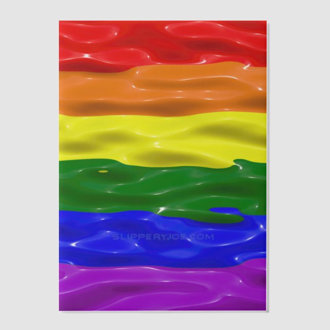 SlipperyJoe's liquid gloss pride flag red orange y Vellum Invitations (Front)