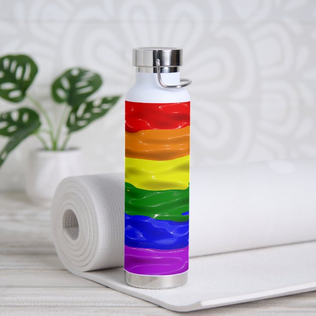 SlipperyJoe's liquid gloss pride flag red orange y Water Bottle (Yoga)