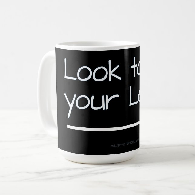 SlipperyJoe's look left funny stark white arrow pl Coffee Mug