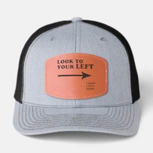 SlipperyJoe's look to your left thick geometric ce Leather Patch Hat