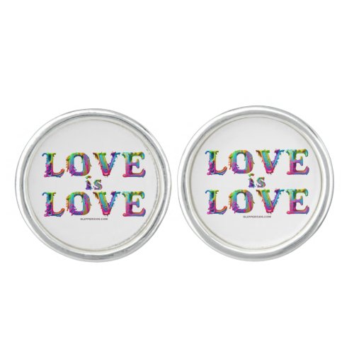 SlipperyJoes love is love spray paint gay pride c Cufflinks