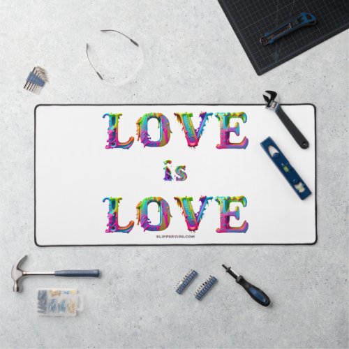 SlipperyJoes love is love spray paint gay pride c Desk Mat