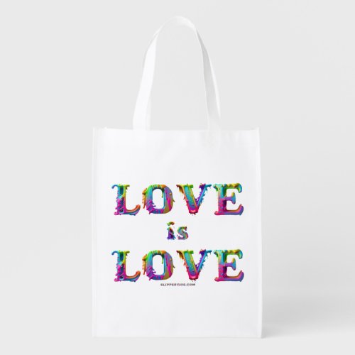 SlipperyJoes love is love spray paint gay pride c Grocery Bag