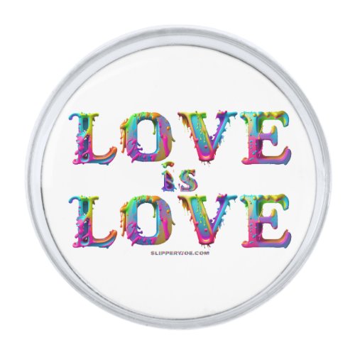 SlipperyJoes love is love spray paint gay pride c Silver Finish Lapel Pin