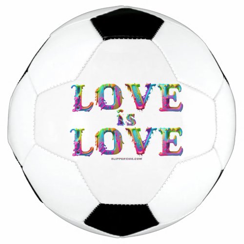 SlipperyJoes love is love spray paint gay pride c Soccer Ball