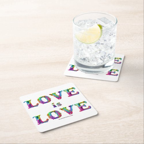SlipperyJoes love is love spray paint gay pride c Square Paper Coaster