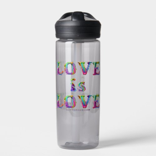 SlipperyJoes love is love spray paint gay pride c Water Bottle