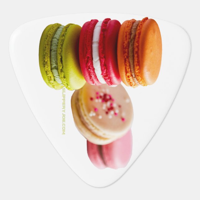 SlipperyJoe's Macaroon cookies French stacked food Guitar Pick (Front)