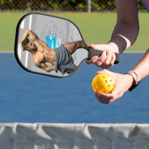 SlipperyJoes Man in a towel white room muscles cr Pickleball Paddle