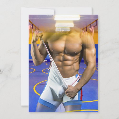 SlipperyJoes Man six_pack wrestling singlet gym b Holiday Card