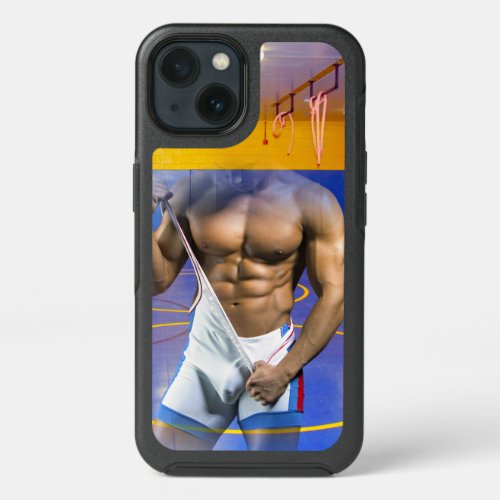 SlipperyJoes Man six_pack wrestling singlet gym b iPhone 13 Case