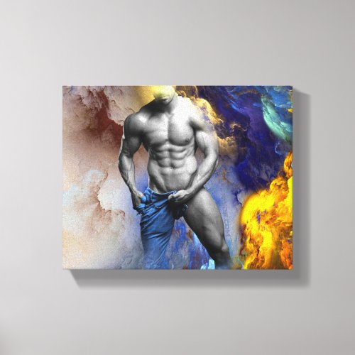 SlipperyJoes Man steamy shirtless abs sixpack put Canvas Print