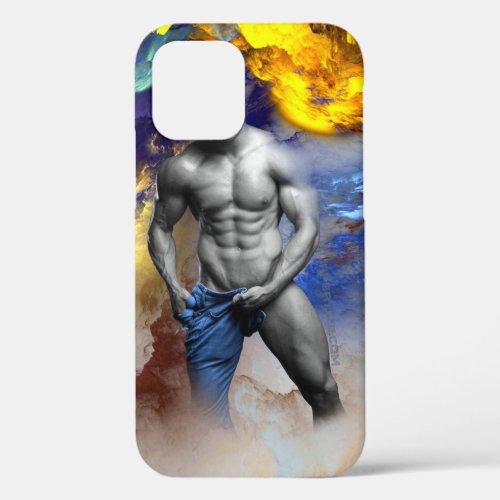SlipperyJoes Man steamy shirtless abs sixpack put iPhone 12 Pro Case