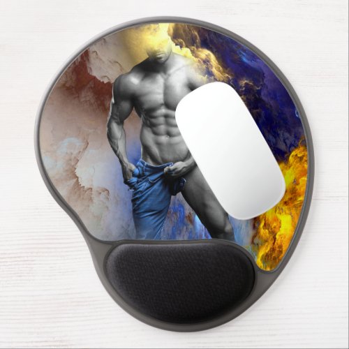 SlipperyJoes Man steamy shirtless abs sixpack put Gel Mouse Pad
